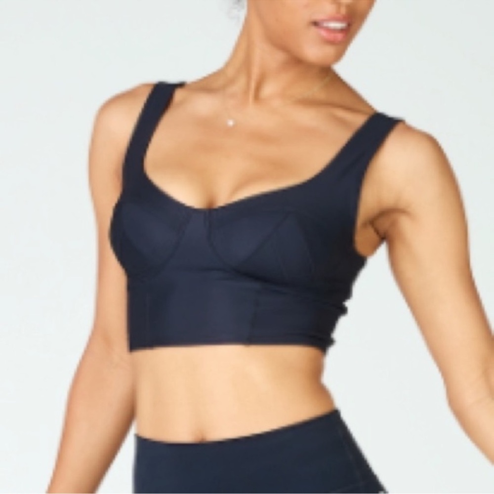 Fabletics Black Seamed Cup Bustier Sports Bra XXL